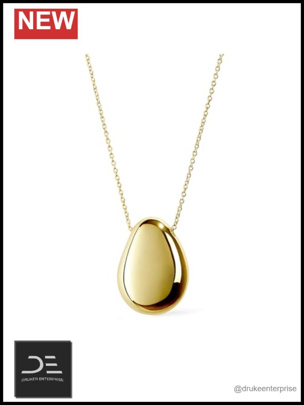 14k Gold Plated Pendant Necklace Women Teardrop Lobster Clasp Hypoallergenic